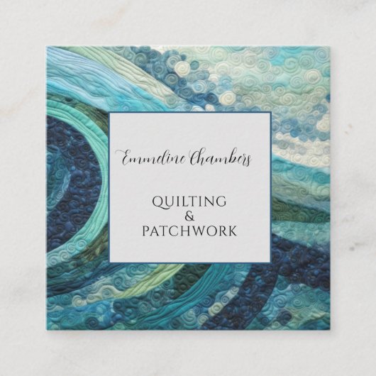 Quilt- und Patchwork-Designer Quadratische Visitenkarte (Vorderseite)
