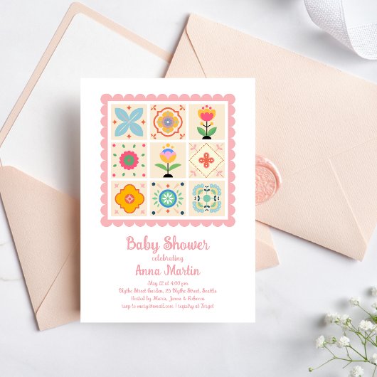 Quilted Baby Shower Einladung