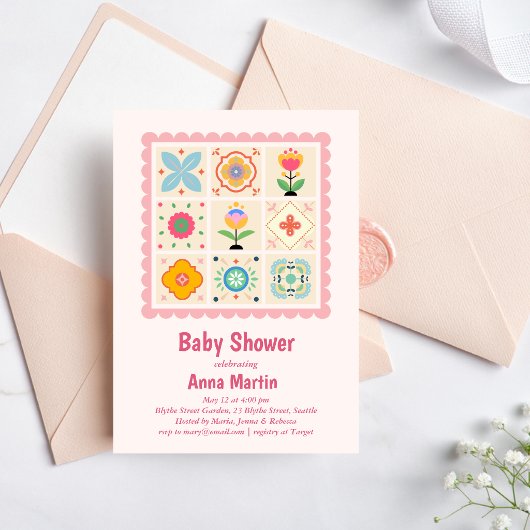 Quilted Baby Shower Einladung
