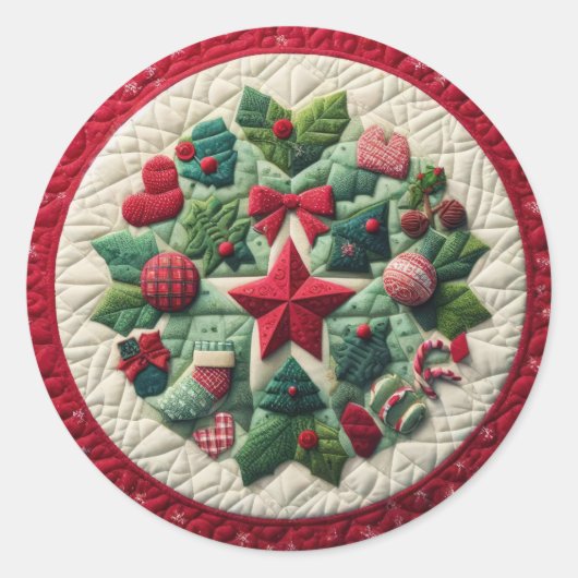 Quilted-Christmas-Design is not a direct translati Runder Aufkleber (Vorderseite)