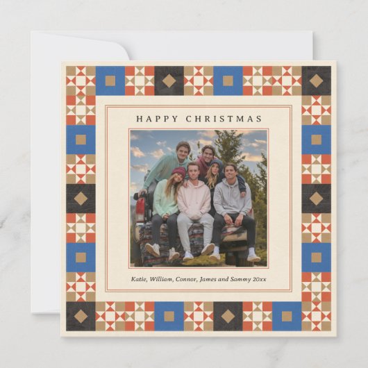 Quilted Frame Photo Feiertagskarte (Vorderseite)
