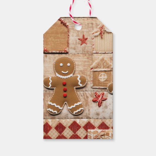 Quilted Gingerbread Man Geschenkanhänger (Vorderseite)