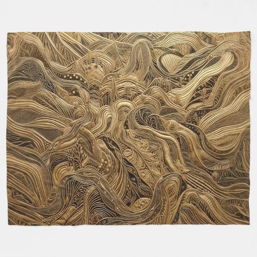 Quilted Gold Abstract Design Fleecedecke (Vorderseite (Horizontal))