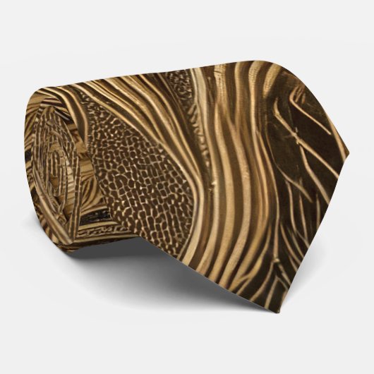 Quilted Gold Abstract Design Krawatte (Gerollt)