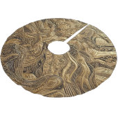 Quilted Gold Abstract Design Polyester Weihnachtsbaumdecke (Schrägansicht)