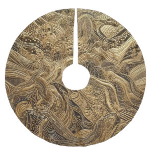 Quilted Gold Abstract Design Polyester Weihnachtsbaumdecke