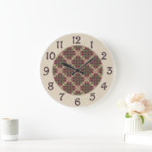 Quilted Green Burgund Star Große Wanduhr (Zuhause)