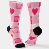 Quilted Hearts on Karos, Bubblegum Pink Socken (Gewinkelt)