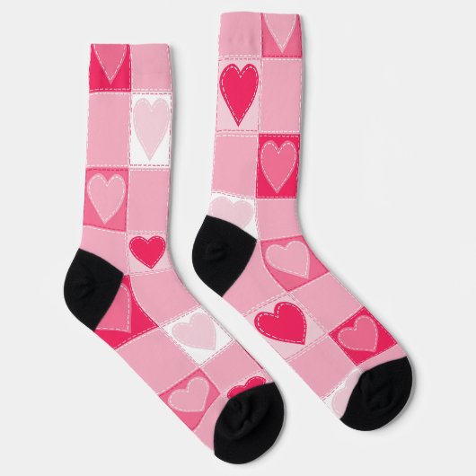 Quilted Hearts on Karos, Bubblegum Pink Socken (Rechts)