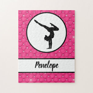 Quilted Hellrosa Faux-Rheinsteine Handstand Puzzle