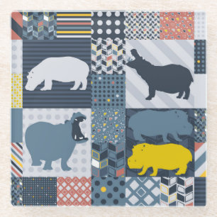 Quilted Hippo Glasuntersetzer