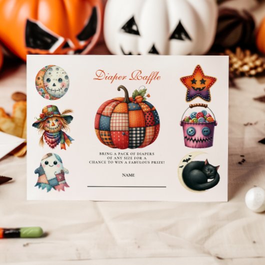 Quilted Patchwork Halloween-Windel-Raffle Begleitkarte