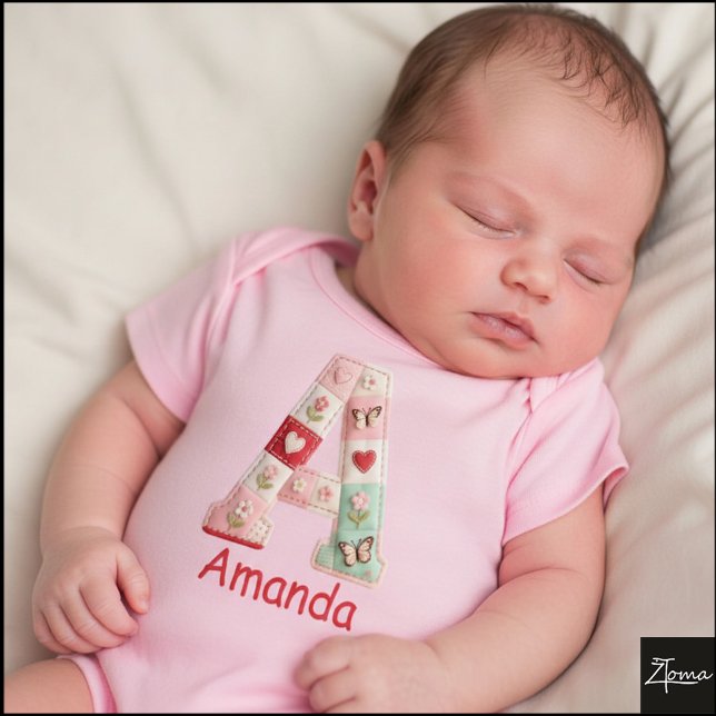 Quilted Patchwork Initial Letter A Nursery Baby Strampler (This is a sample design. There are several models to choose from, with the name and color changed.)