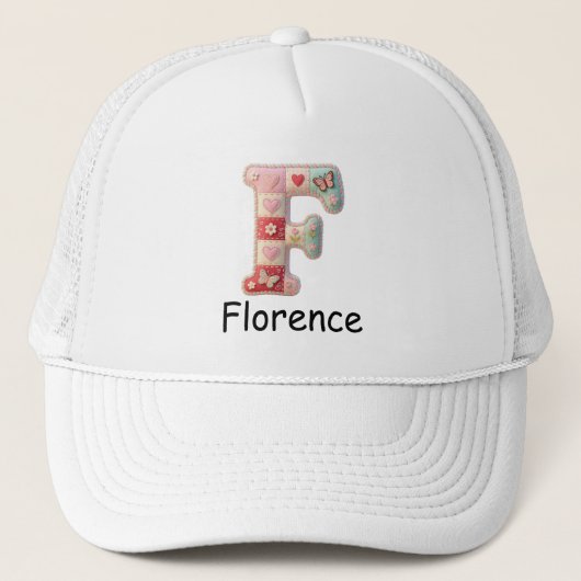 Quilted Patchwork Initial Letter F Nursery Truckerkappe (Vorderseite)