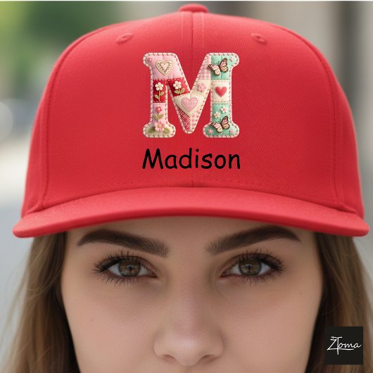 Quilted Patchwork Initial Letter M Nursery Truckerkappe