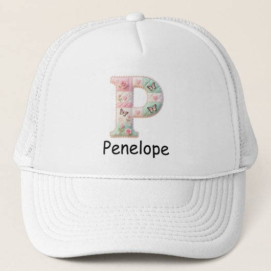 Quilted Patchwork Initial Letter P Nursery Truckerkappe (Vorderseite)