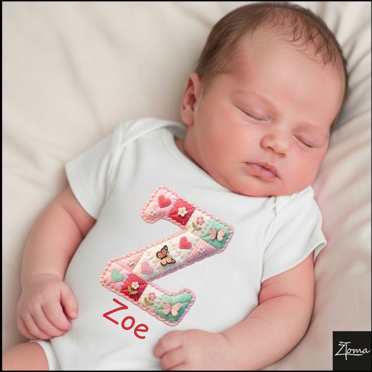 Quilted Patchwork Initial Letter Z Nursery Baby Strampler