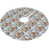 Quilted Patchwork Santa with Christmas Stars Polyester Weihnachtsbaumdecke (Schrägansicht)