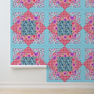 Quilted Patchwork Square Country Gingham Karos Tapete