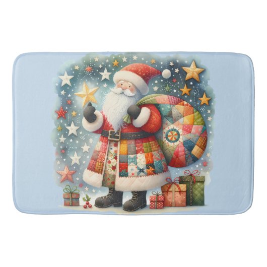 Quilted Patchwork-Weihnachtsmann mit Weihnachtsste Badematte (Vorderseite)