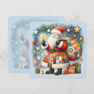 Quilted Patchwork-Weihnachtsmann mit Weihnachtsste Feiertagskarte