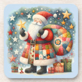 Quilted Patchwork-Weihnachtsmann mit Weihnachtsste Getränkeuntersetzer (Vorderseite)