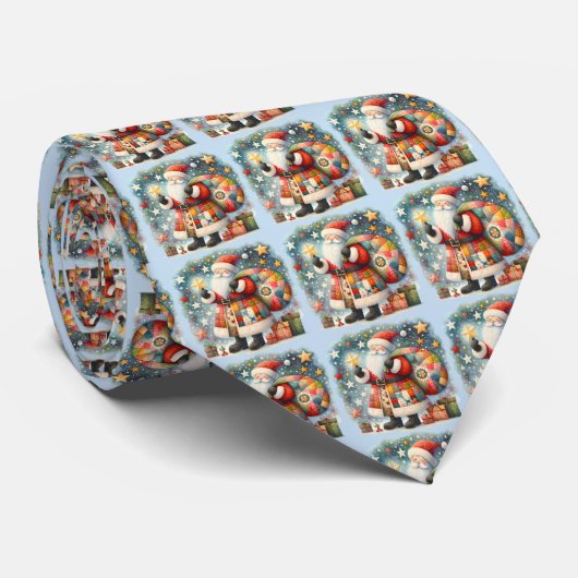 Quilted Patchwork-Weihnachtsmann mit Weihnachtsste Krawatte (Gerollt)
