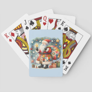 Quilted Patchwork-Weihnachtsmann mit Weihnachtsste Spielkarten