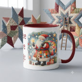 Quilted Patchwork-Weihnachtsmann mit Weihnachtsste Tasse