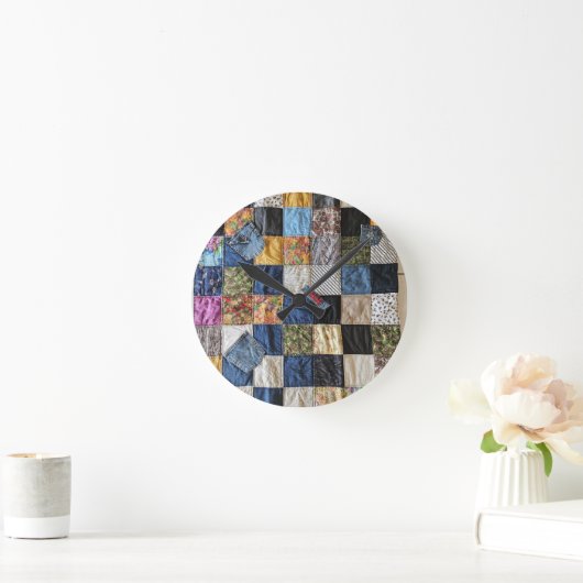 Quilted Pocket Design Runde Wanduhr (Zuhause)