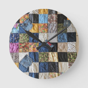 Quilted Pocket Design Runde Wanduhr