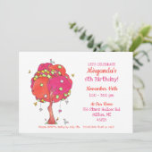 Quilted Tree Sixth Birthday Party Einladung (Stehend Vorderseite)