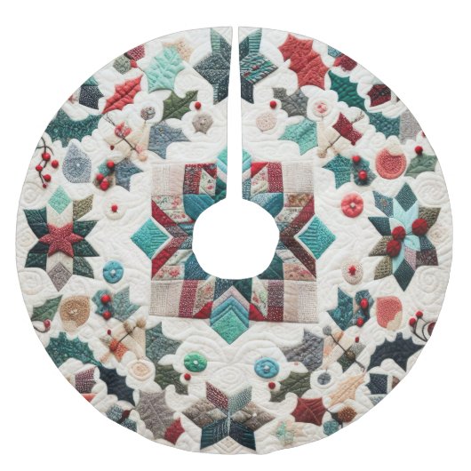 Quilted Weihnachtsdesign Polyester Weihnachtsbaumdecke (Vorderseite)