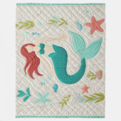 Quilted Whimsical Abstrakt Mermaid Fleecedecke (Vorderseite)