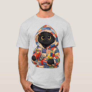 Quiltendes schwarzes Katze T-Shirt