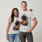 Quiltendes schwarzes Katze T-Shirt (Unisex)