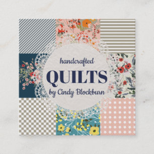 Quilter, das Blumenstreifen-Visitenkarte steppt Quadratische Visitenkarte