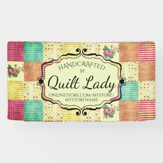 Quilter Grunge Patchwork Handwerksstand verlassen Banner (Horizontal)