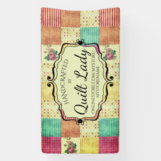 Quilter Grunge Patchwork Handwerksstand verlassen Banner (Vertikal)