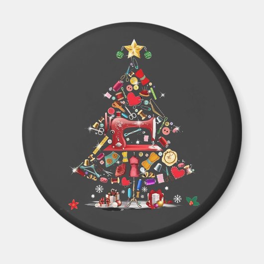 Quilter Merry Christmas Tree Quilt Block Quilting Magnet (Vorne)