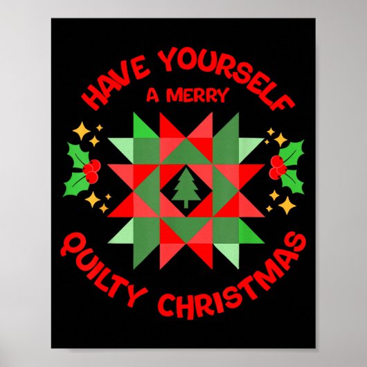 Quilter Merry Quilty Christmas Tree Quilt Block Qu Poster (Vorne)