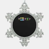 Quilter Nähherpult - Überquerung Schneeflocken Zinn-Ornament (Vorderseite)