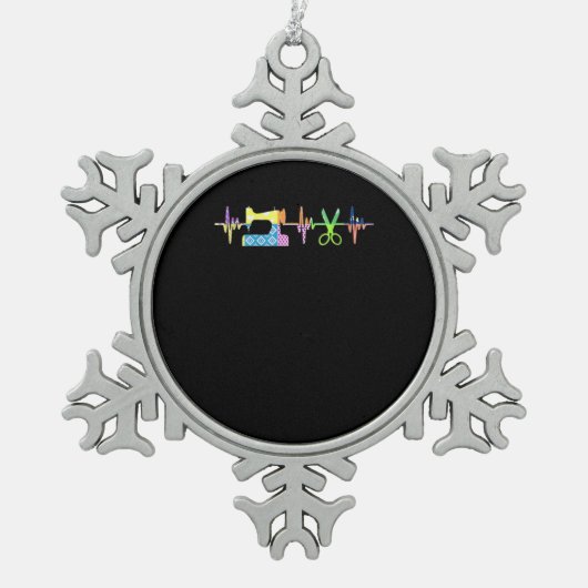 Quilter Nähherpult - Überquerung Schneeflocken Zinn-Ornament (Vorderseite)