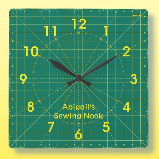 Quilter’s Green Cutting Mat Clock Quadratische Wanduhr