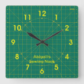 Quilter’s Green Cutting Mat Clock Quadratische Wanduhr (Vorderseite)