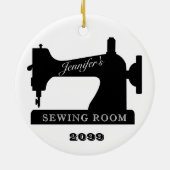 Quilter Sewer Sewing Room Sewing Machine Christmas Keramik Ornament (Hinten)