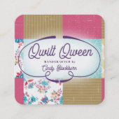 Quilter Steppblock Gewebe aus Quilt Blumengeflecht Quadratische Visitenkarte (Vorderseite)
