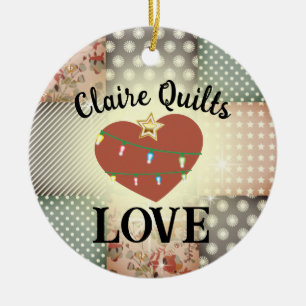 Quilterquilting-Liebe personalisiert Weihnachten Keramik Ornament