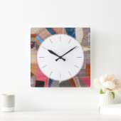 Quilters antikes amerikanisches Quilt-Muster Quadratische Wanduhr (Zuhause)