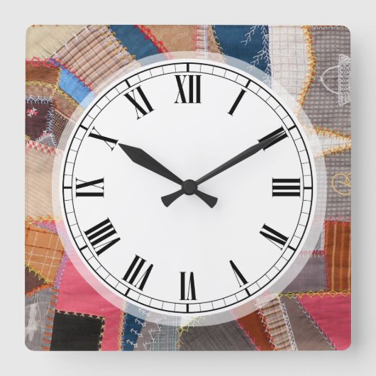 Quilters antikes amerikanisches Steppdecken-Muster Quadratische Wanduhr (Vorderseite)